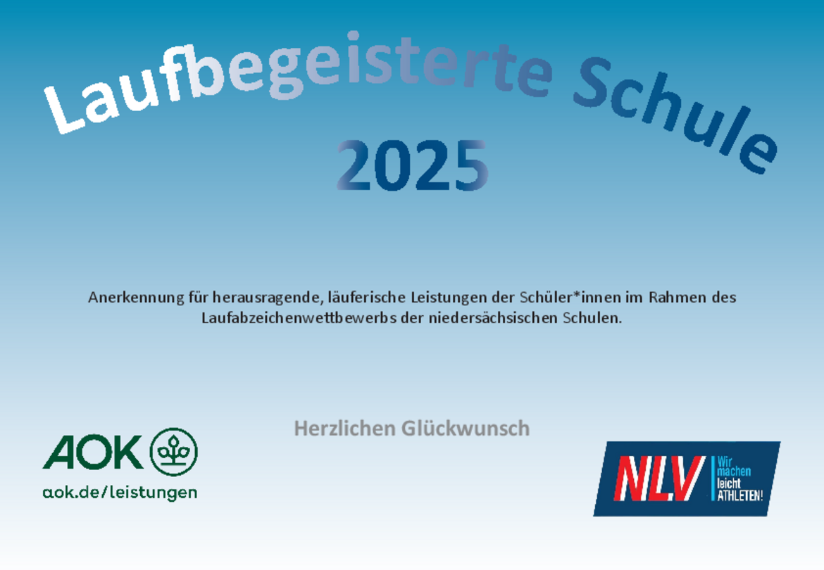 Laufabzeichenwettbewerb für Schulen – unterstützt von der AOK Niedersachsen